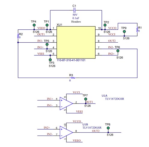 Schematic - Texas Instruments TLV1872EVM Evaluation Module